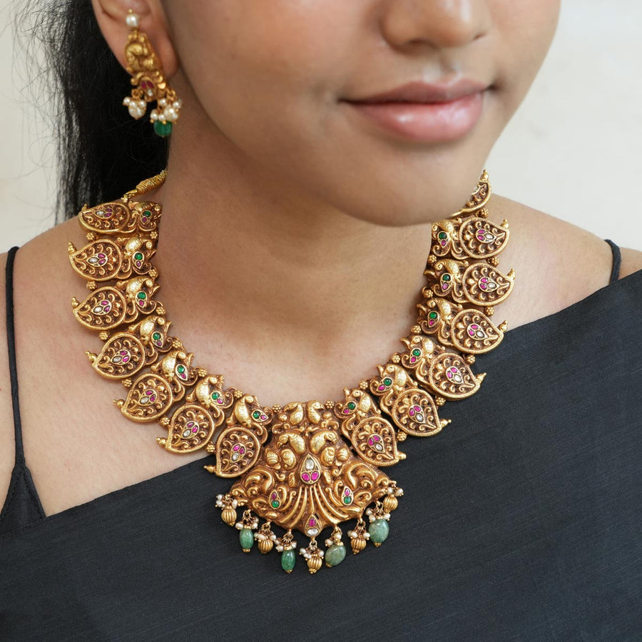 Gold Plated Silver Deep Nagas Necklace | Gold Plated Silver Short ...