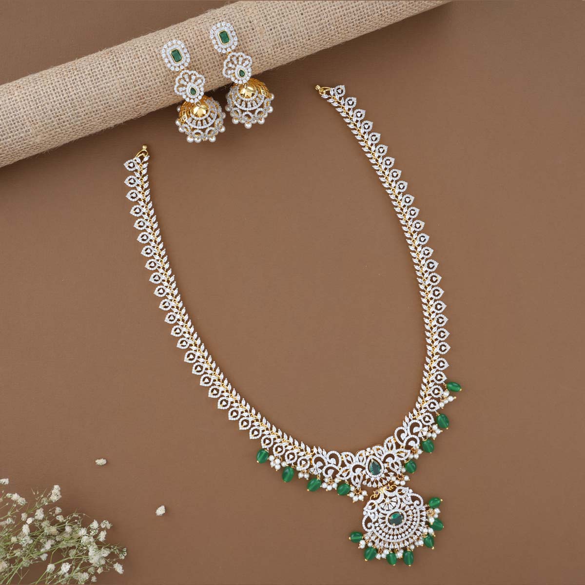 Diamond necklace set online designs with price