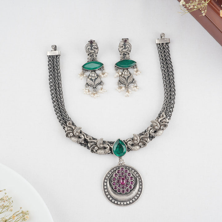 Sakshin Oxidised Necklace Set