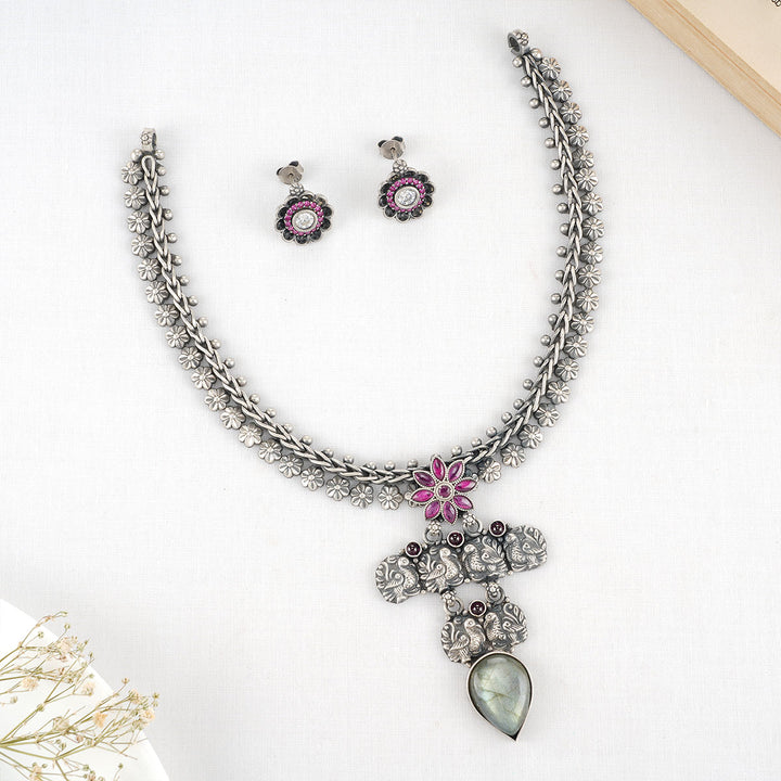 Bhanu Oxidised Short Necklace Set