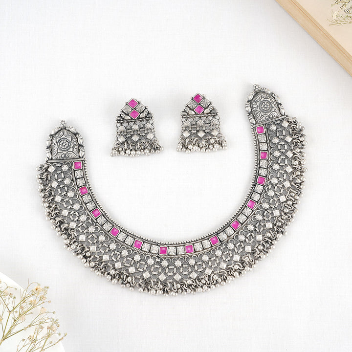 Bhariva Oxidised Short Necklace Set