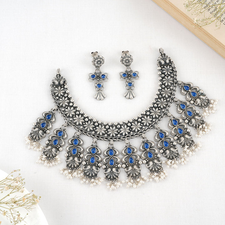 Deliha Oxidised Short Necklace Set