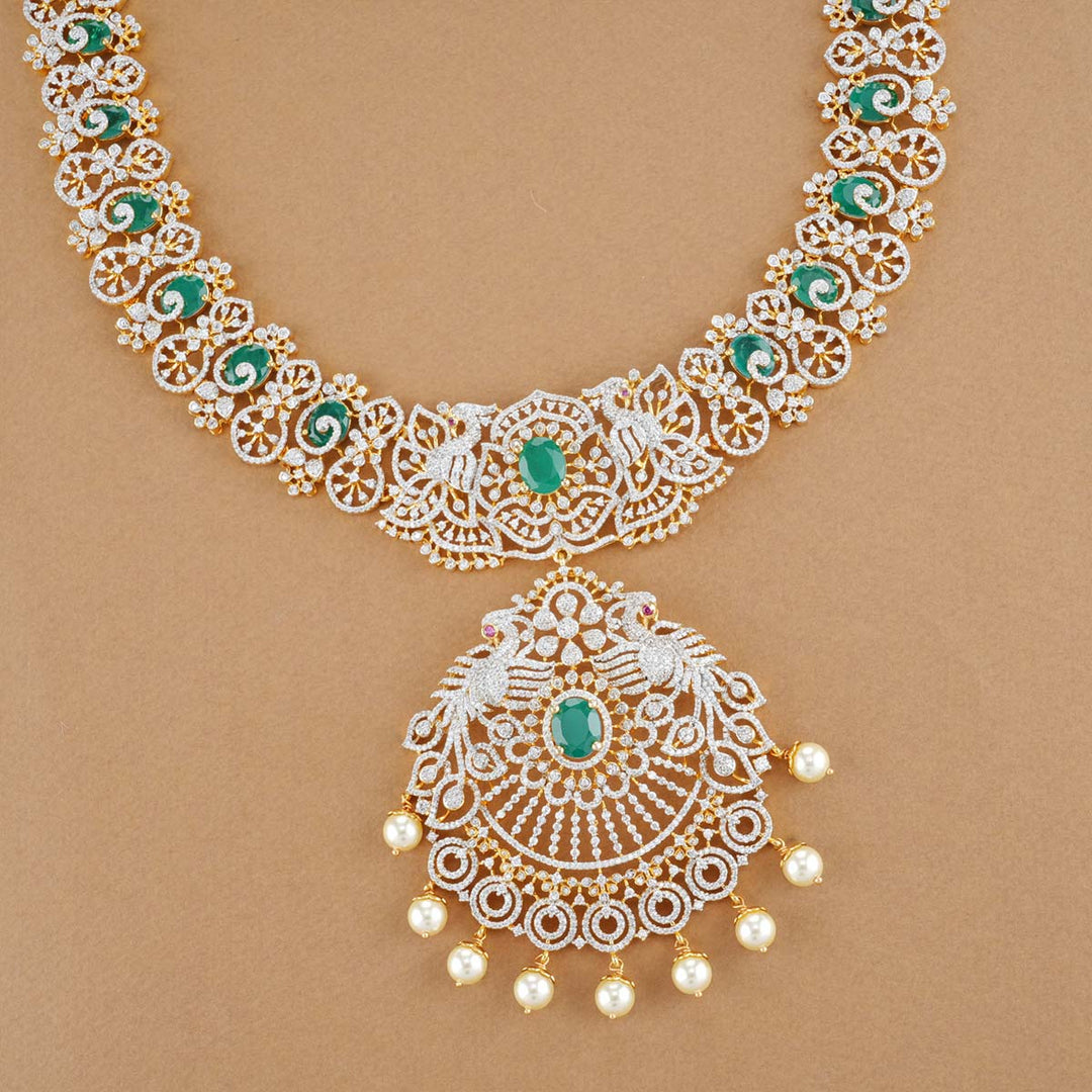 Sterling Diamond Design Necklace Set