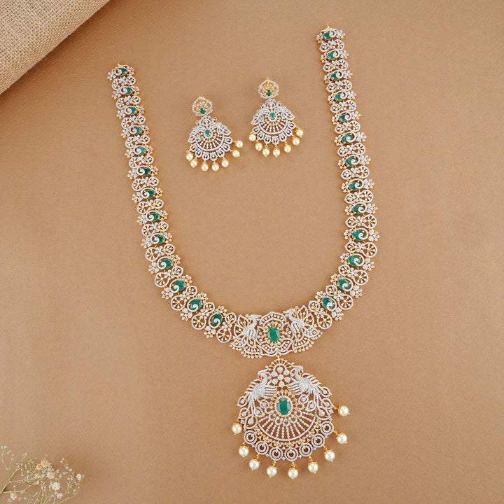 Sterling Diamond Design Necklace Set