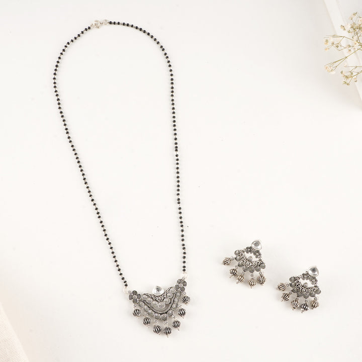 Lavina  Oxidised Long Necklace Set