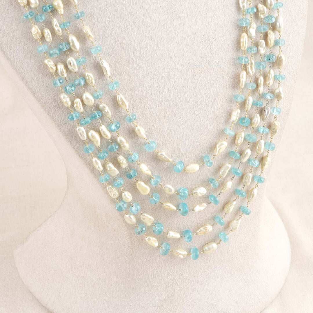 White with Blue Beads Necklace