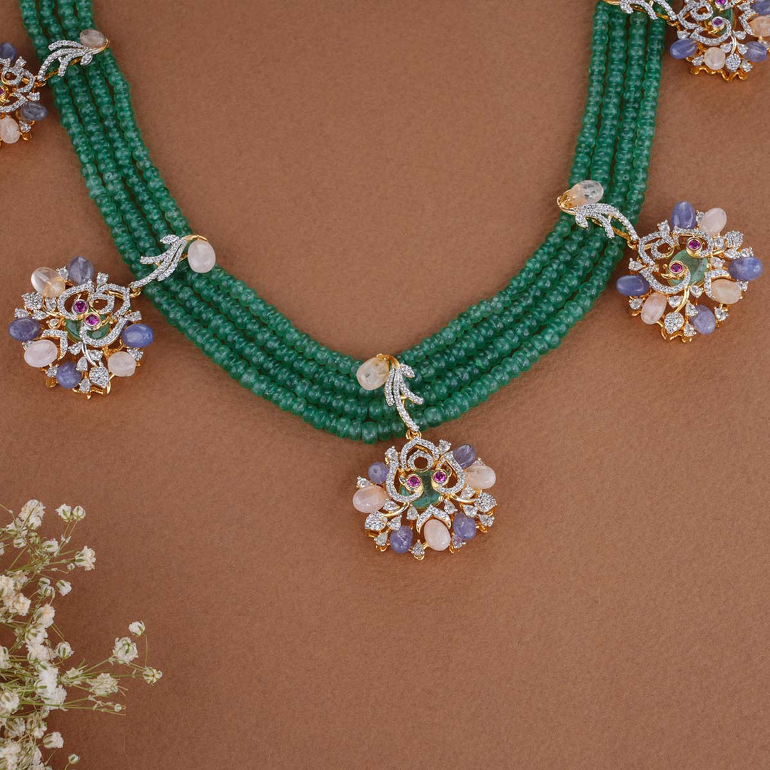 Aarzo Green Avikam Necklace Set