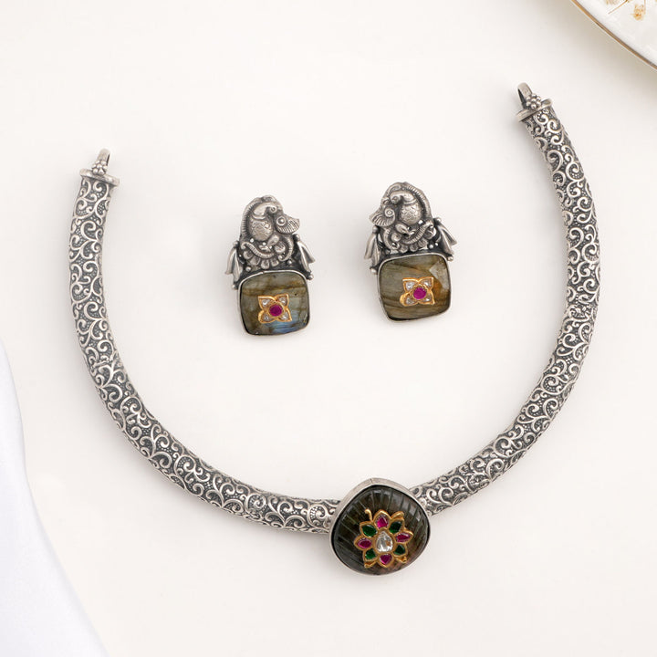 Raveena Oxidised Necklace Set