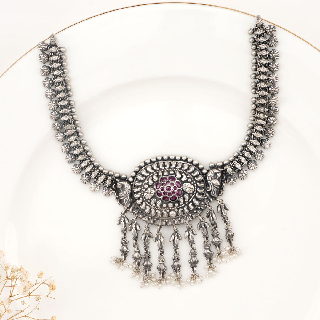 Thahira Oxidised Necklace Set