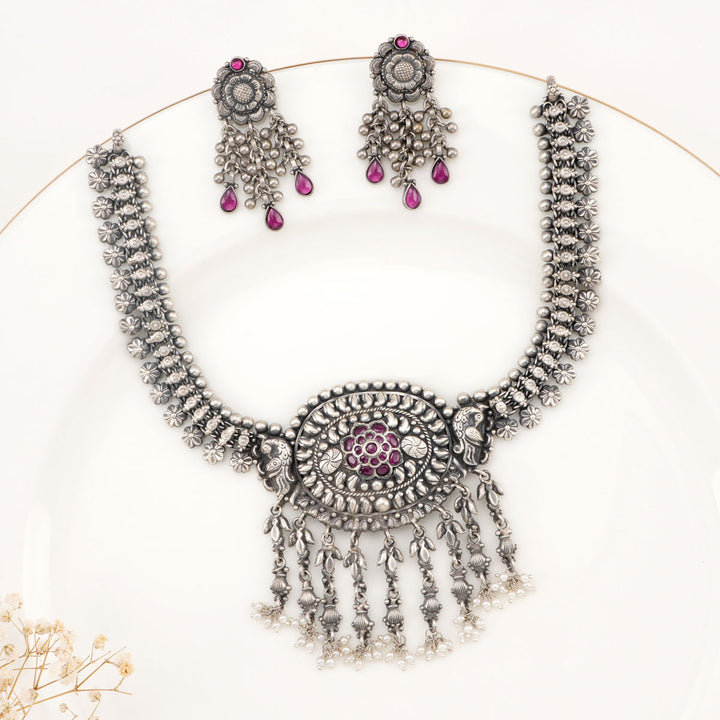 Thahira Oxidised Necklace Set