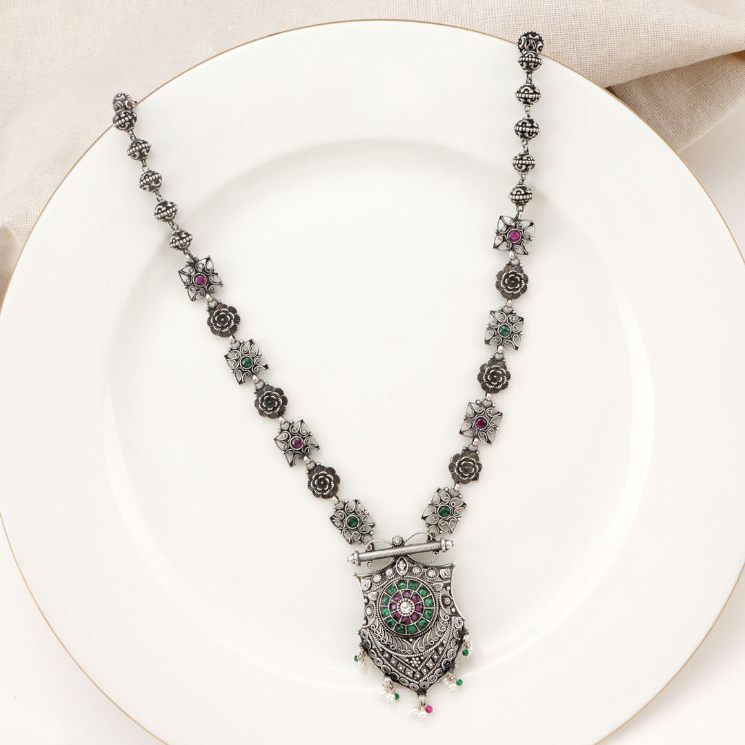 Sherin Oxidised Long Necklace Set