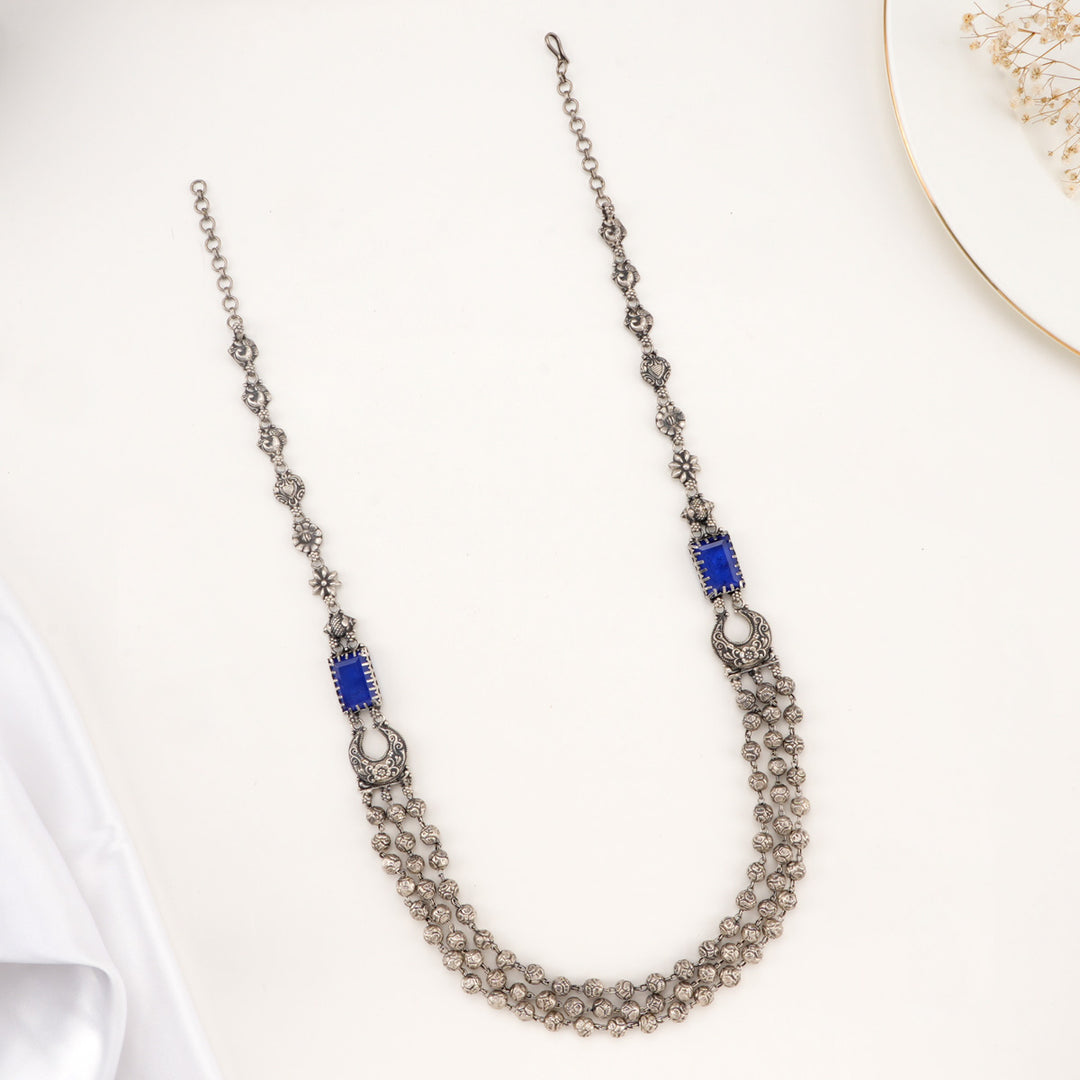 Nithra Oxidised Long Necklace Set