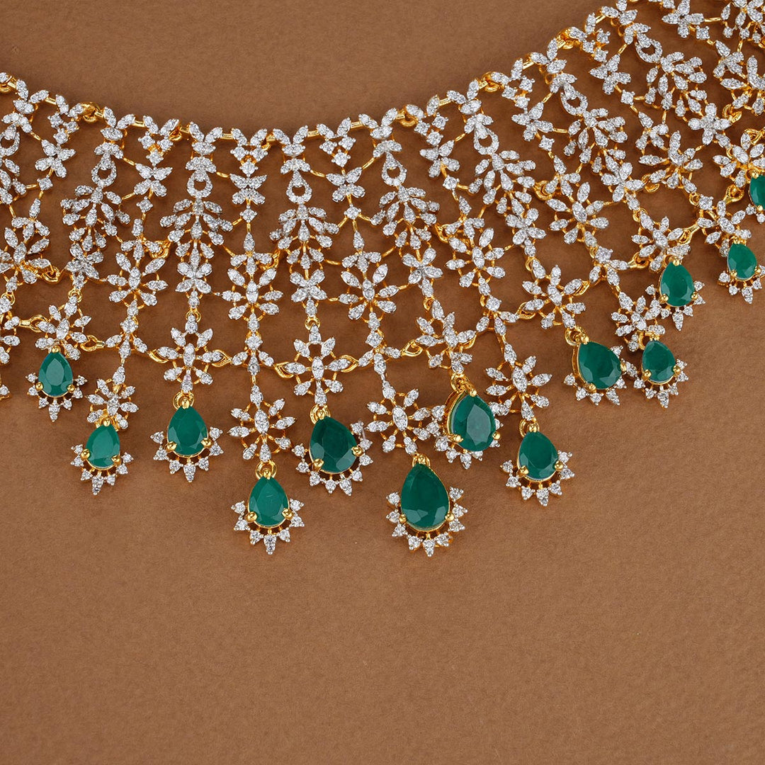 Green Snowdrop Avikam Necklace Set