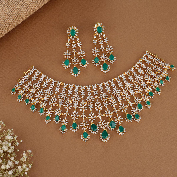 Green Snowdrop Avikam Necklace Set