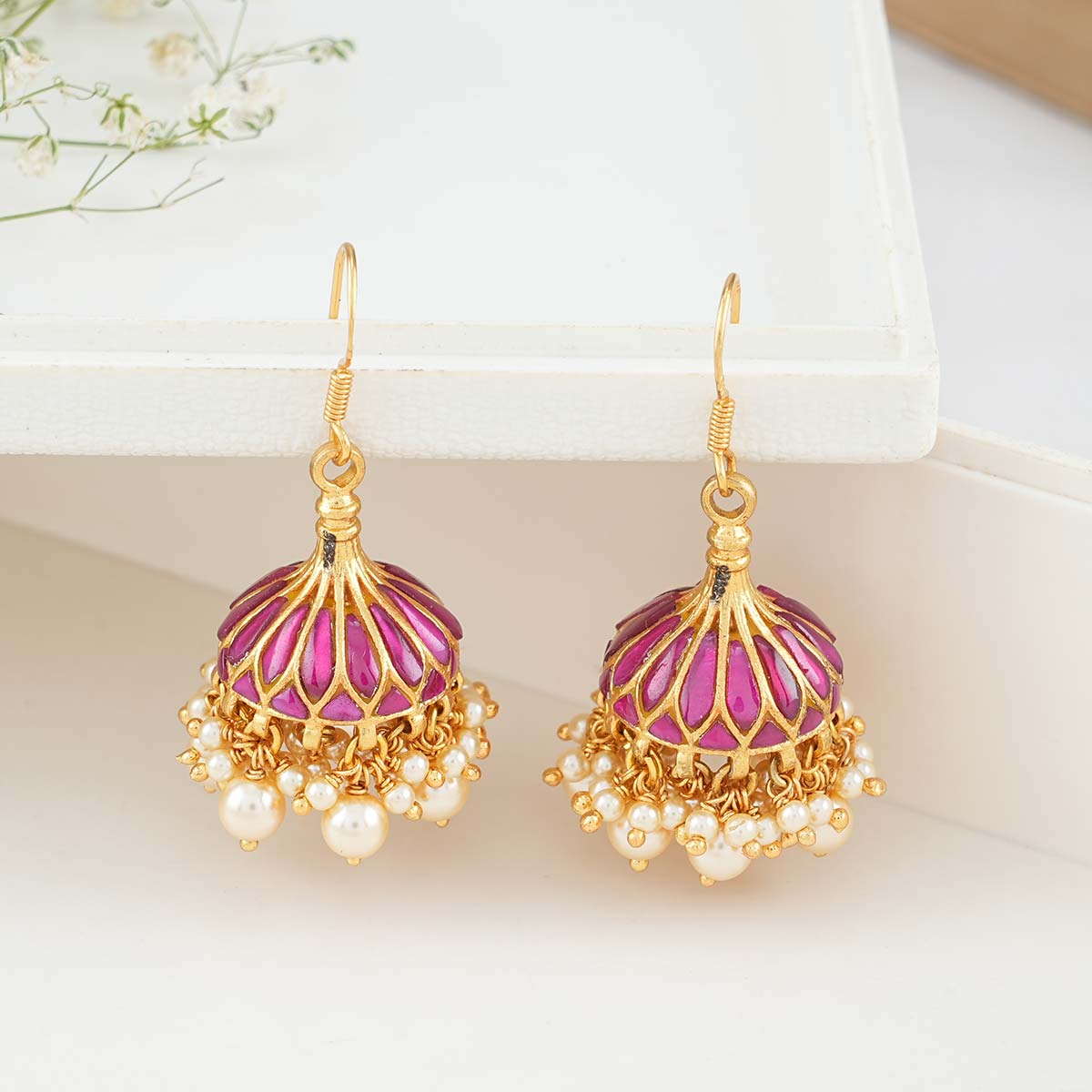 Good Luck Oxidised Gold Hook Jhumka| Lightweight Earrings