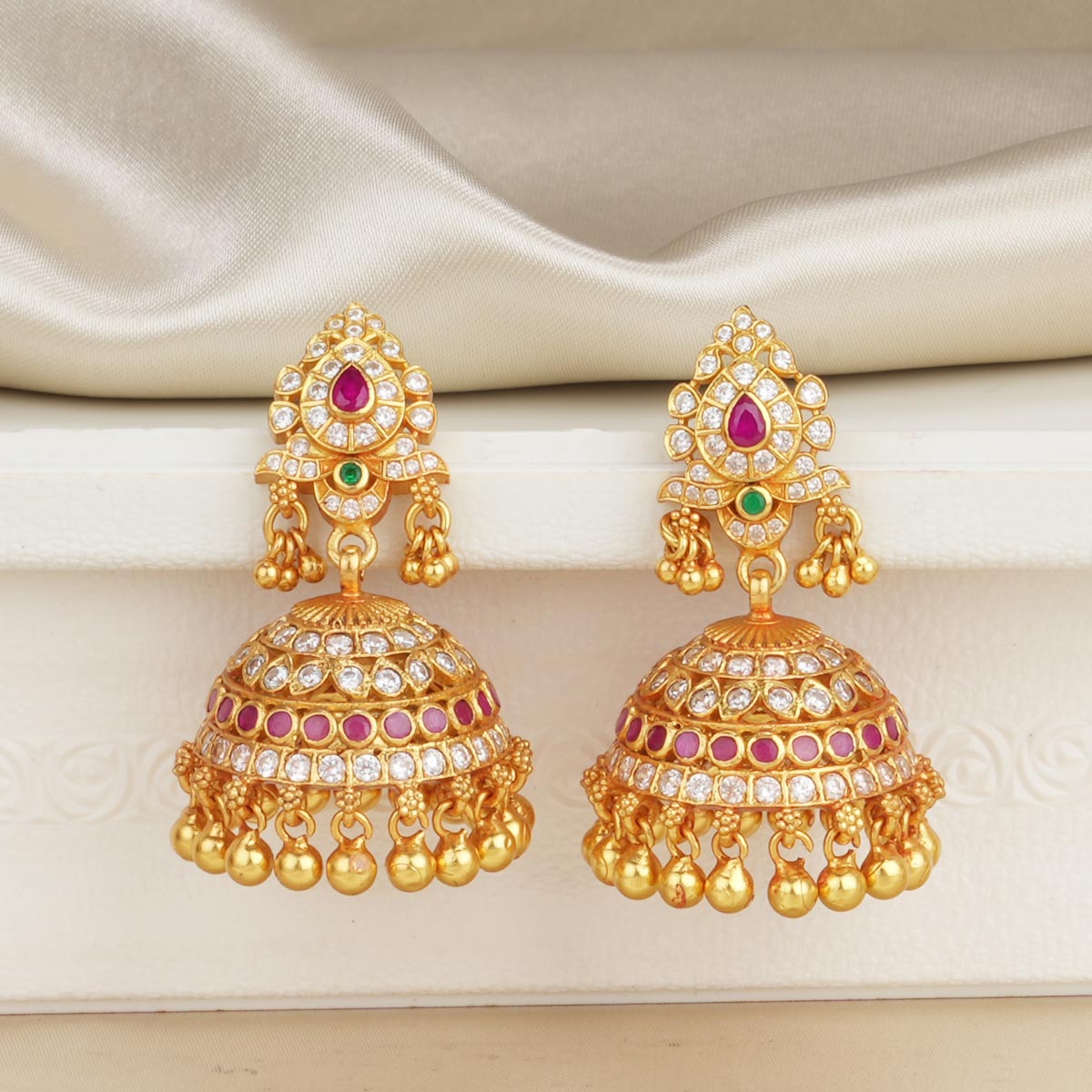 Buy Pure Gold Plated Plain New Jhumka Design Gold Earrings