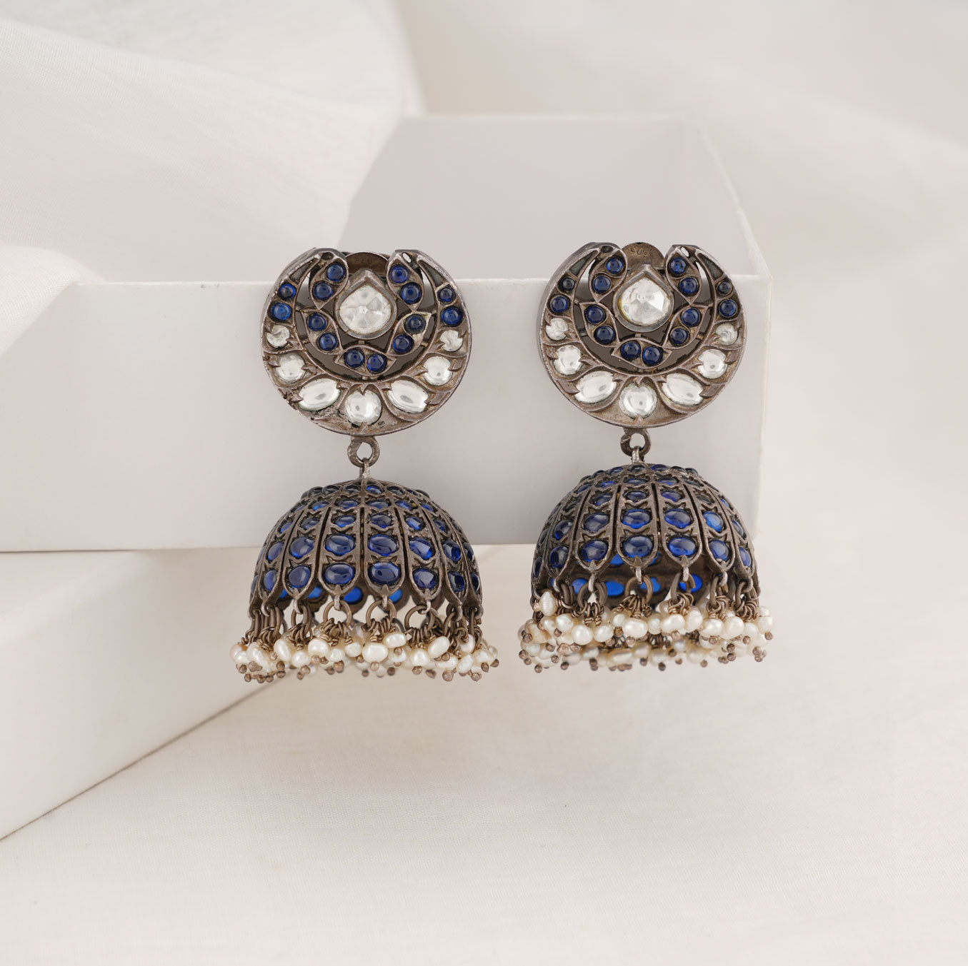 Fancy Navy Blue Jhumka Earrings – Cherrypick