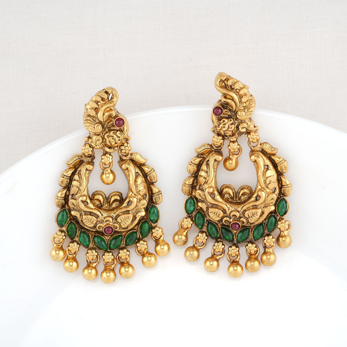 Gold Plated Pearl Brijbala / Chandbali Earrings in Silver made With Tr