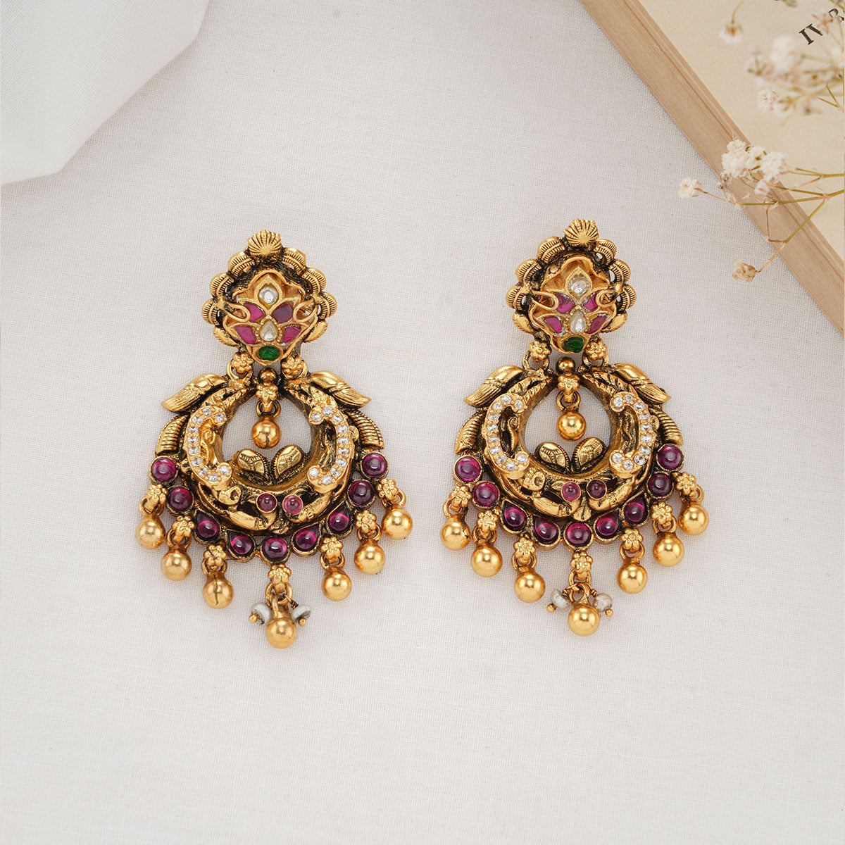 Discover Swara Leafy Floral Statement Chandbali Earrings | Paksha