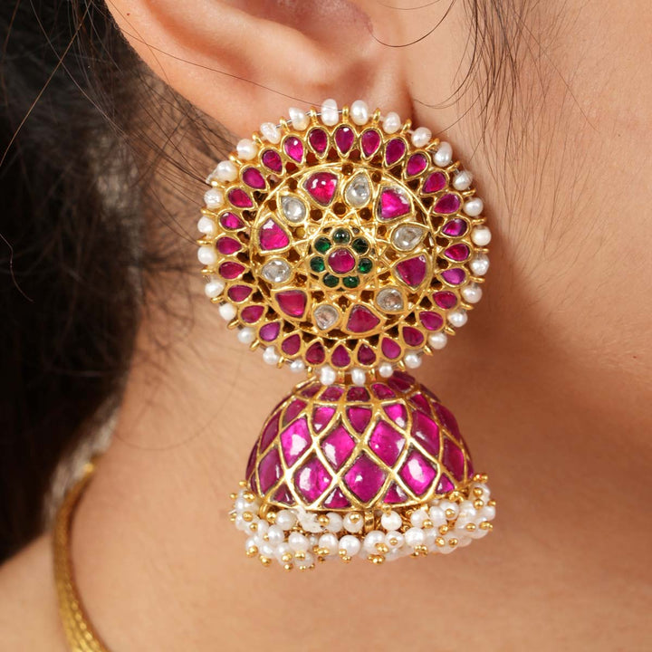 Big Rounded Kundan Jhumkas