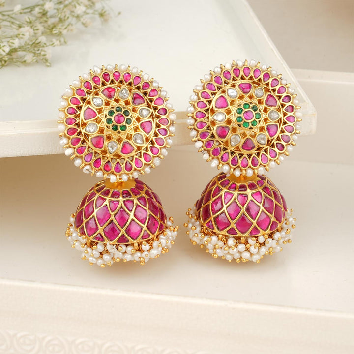 Big Rounded Kundan Jhumkas