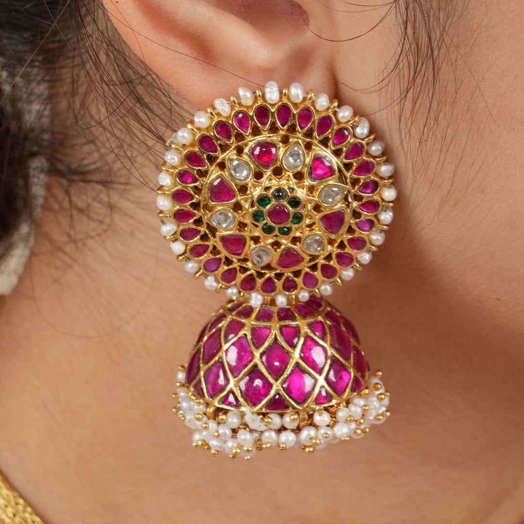 Big Rounded Kundan Jhumkas