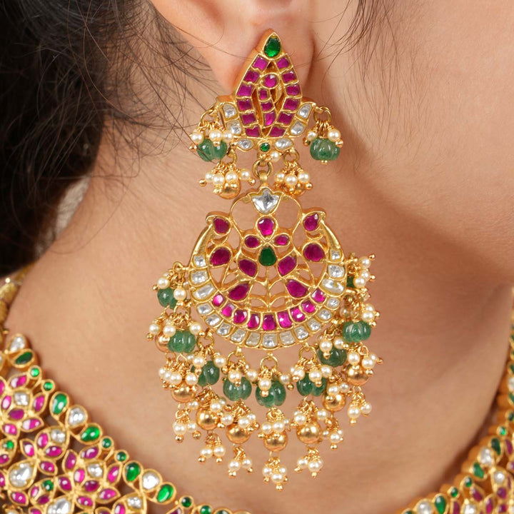 Kundan beads Long Earrings