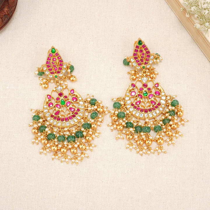 Kundan beads Long Earrings