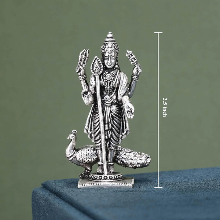 Murugan With Peacock 3D Solid Idol