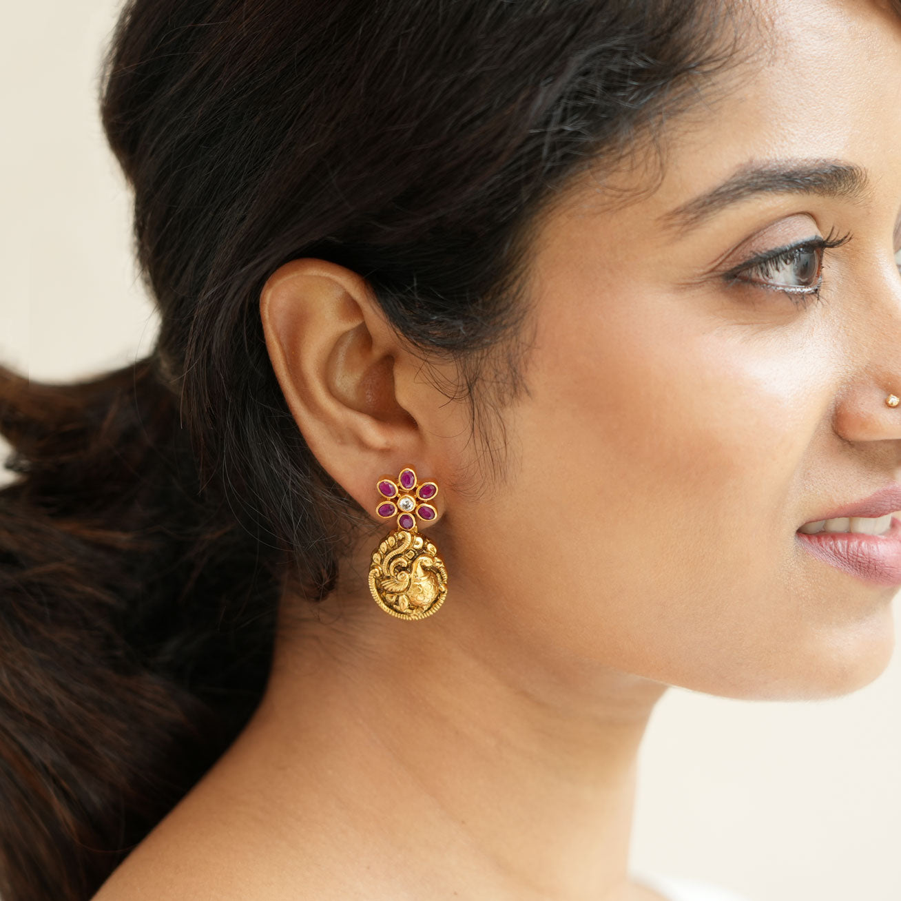 Buy Peacock Earrings 92.5 Gold Plated Silver Oxidised Earrings