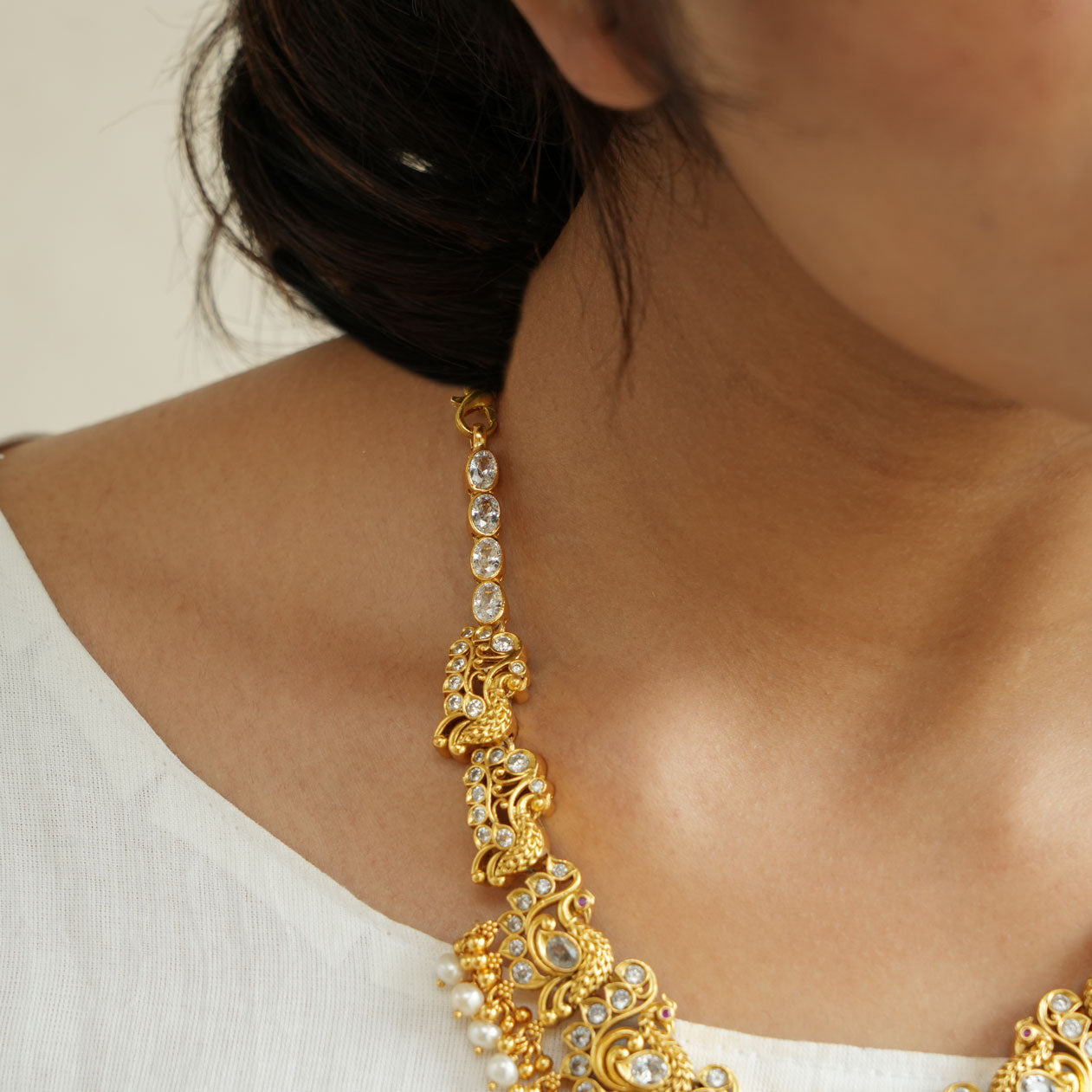 Semi long gold deals necklace