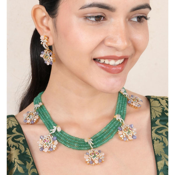 Aarzo Green Avikam Necklace Set