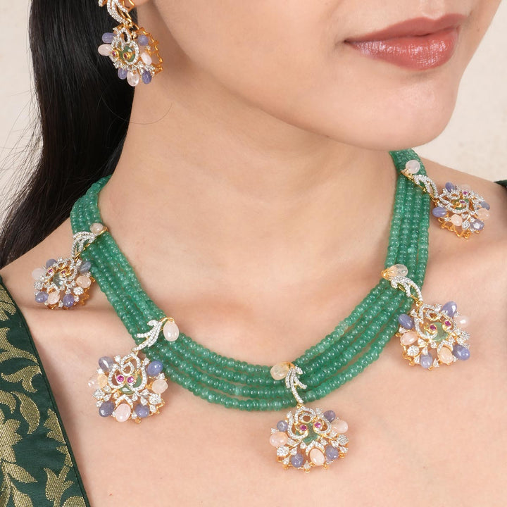 Aarzo Green Avikam Necklace Set