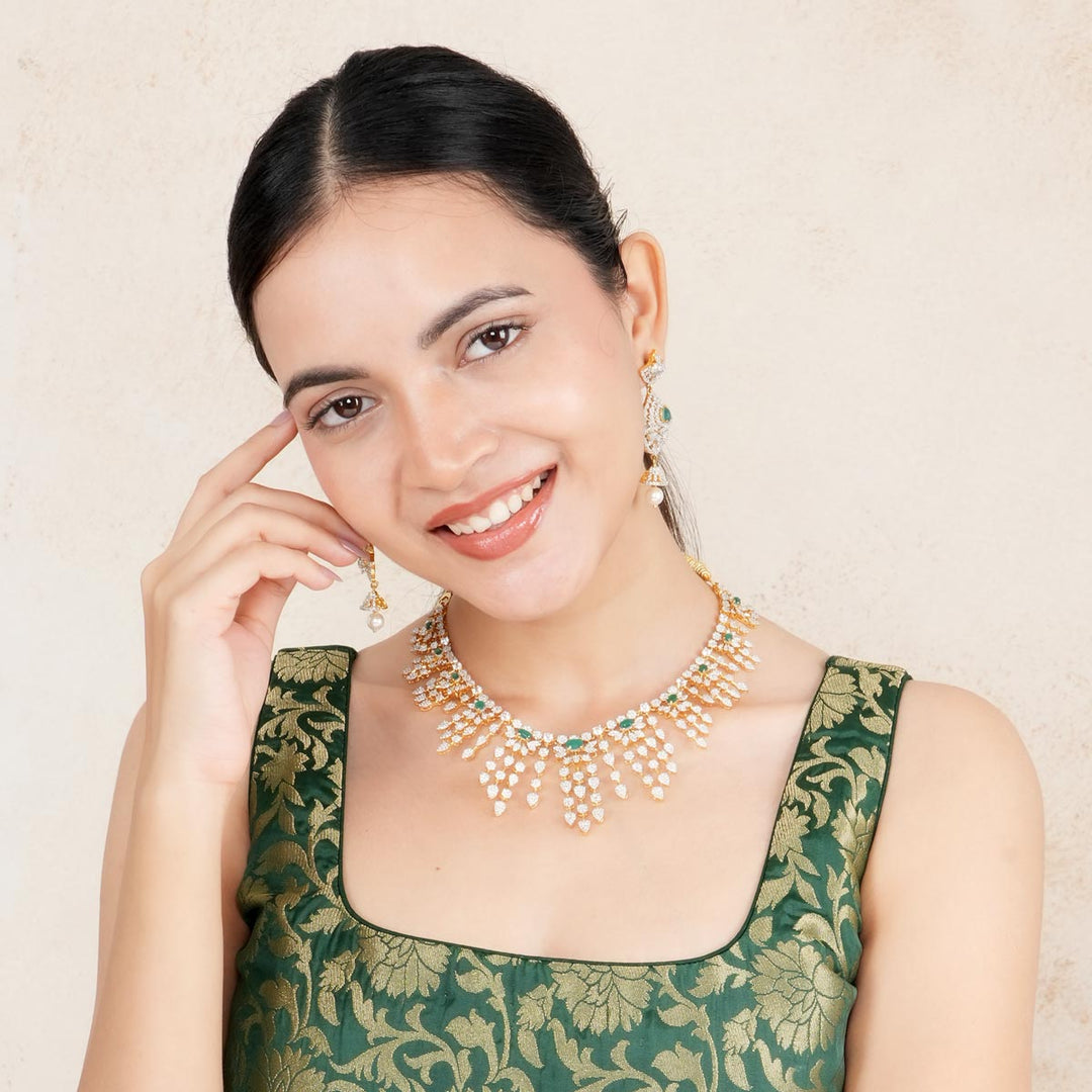 Gelvira Diamond Design Necklace Set