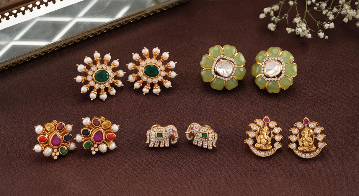 Order Emerald Swarovski Enamel Painted Earring Online From VIANA  JEWELS,Greater Noida West