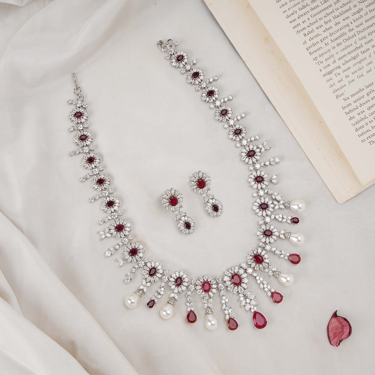 Swarovski red 2025 necklace set