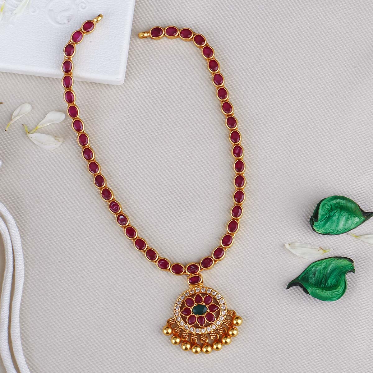 Shop Gulzaar Short Necklace Online | 92.5 Gold Plated Stone Necklace ...