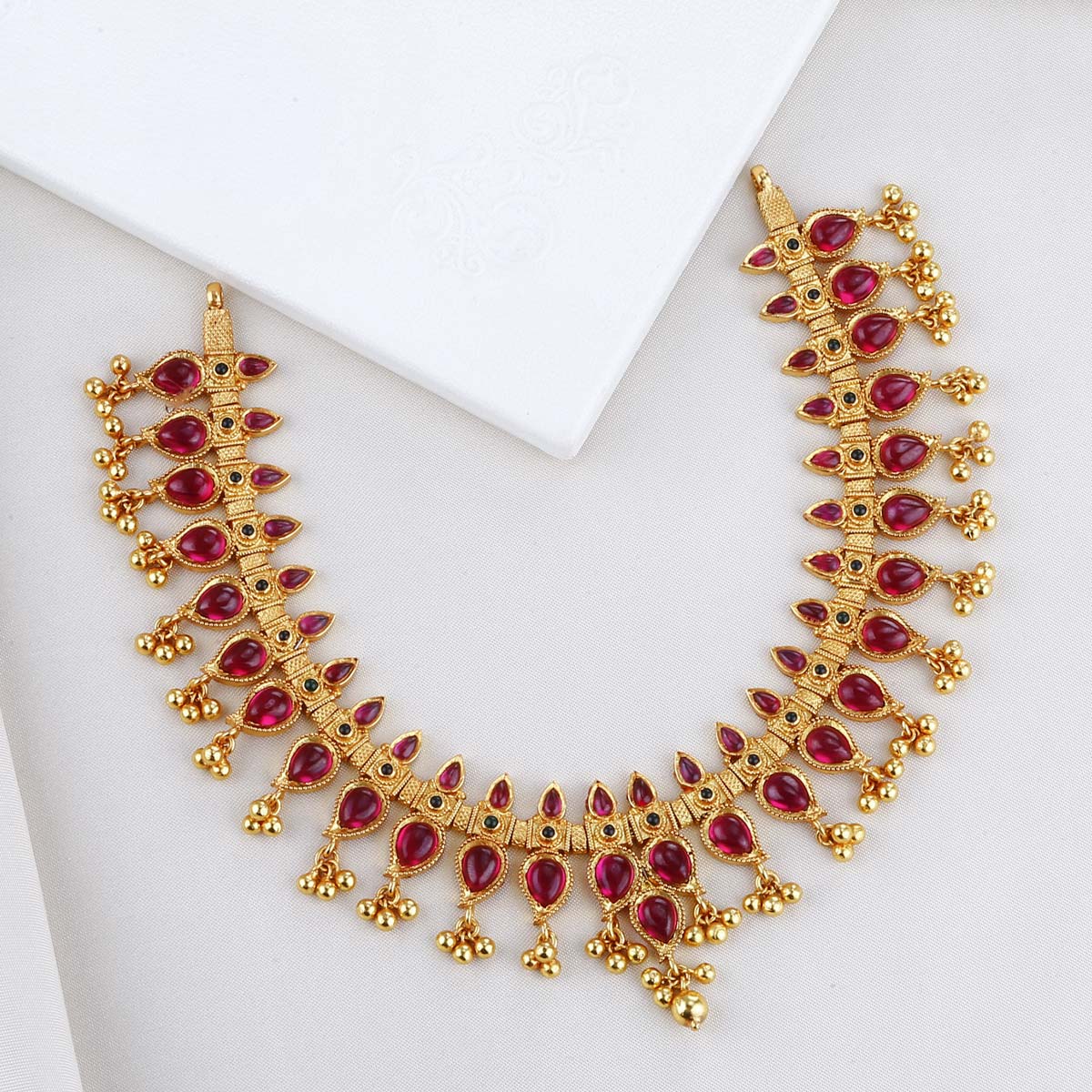 Buy Srikaya Stone Necklace | 92.5 Gold Plated silver Stone Necklace ...