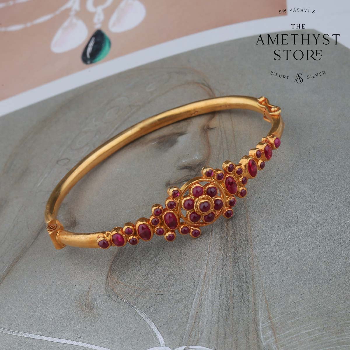 Dazzling Triple Marquise 22k Gold CZ Bangle Bracelet – Andaaz Jewelers