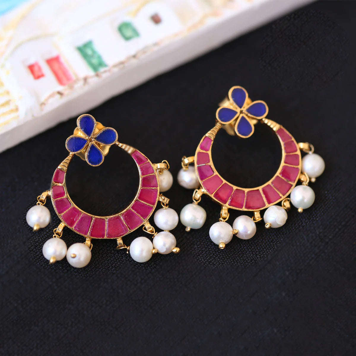 Buy Earrings Online | Entracing Diamond Chandbali Earrings from Indeevari