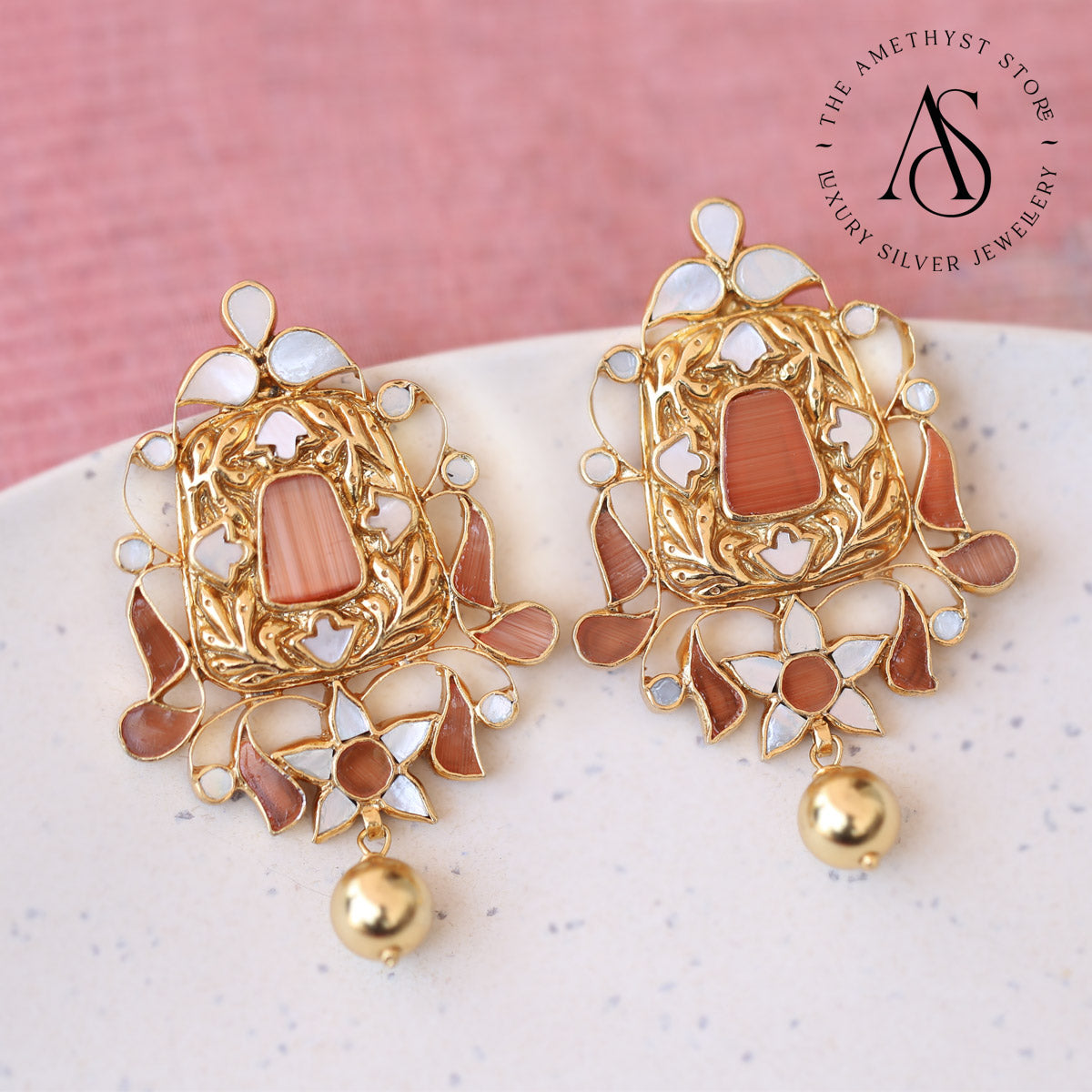 Buy Latest Premium Quality Designer Fancy Rose Gold American Diamond  Earrings Online From Surat Wholesale Shop.