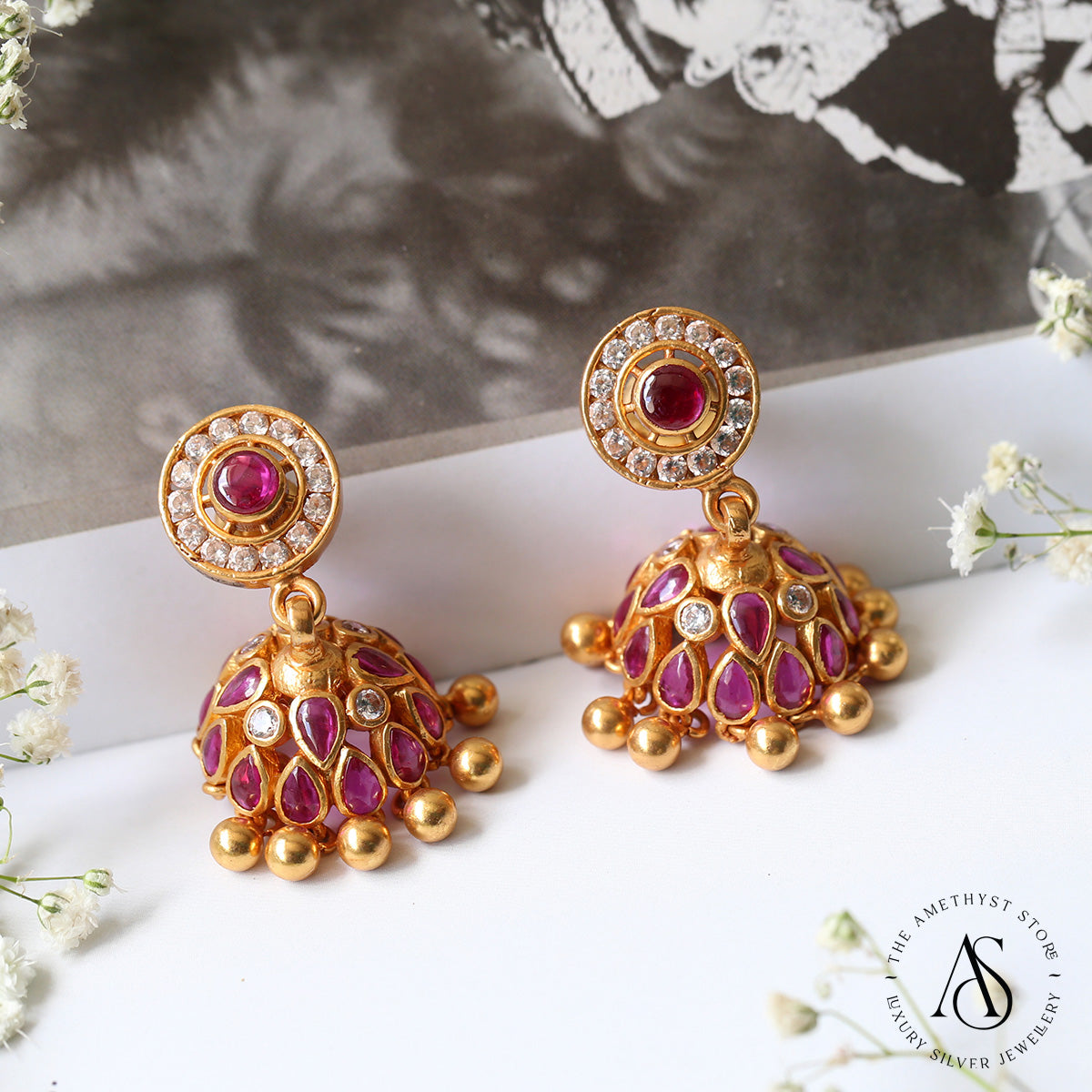 Gold Plated AD stone Big Jhumka Earrings | Latest Designs American Dia –  Indian Designs