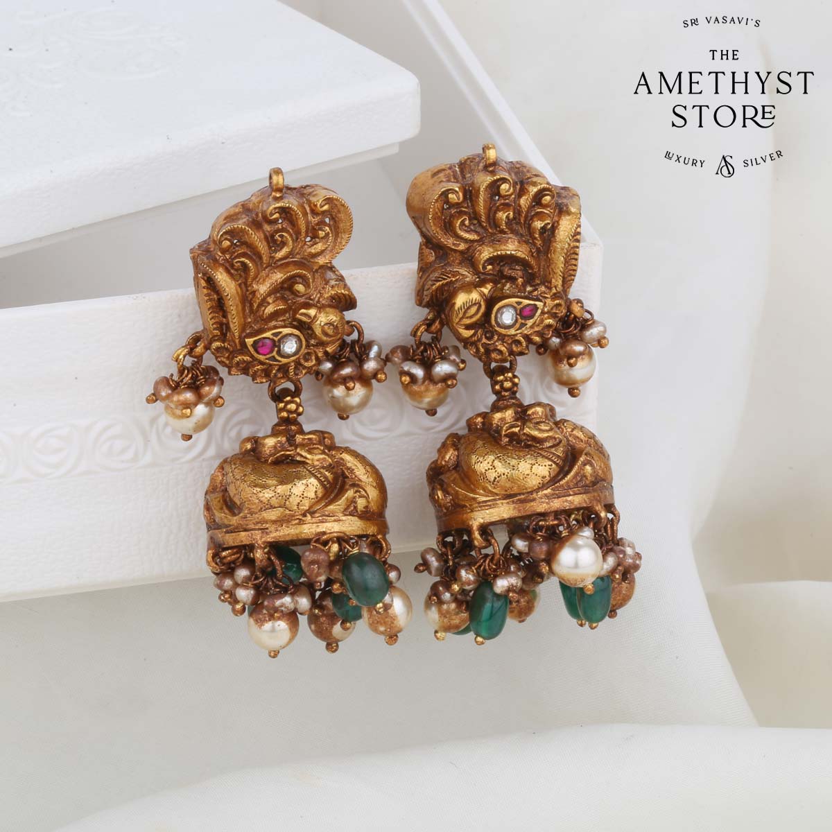 Antique earrings hot sale gold jhumkas