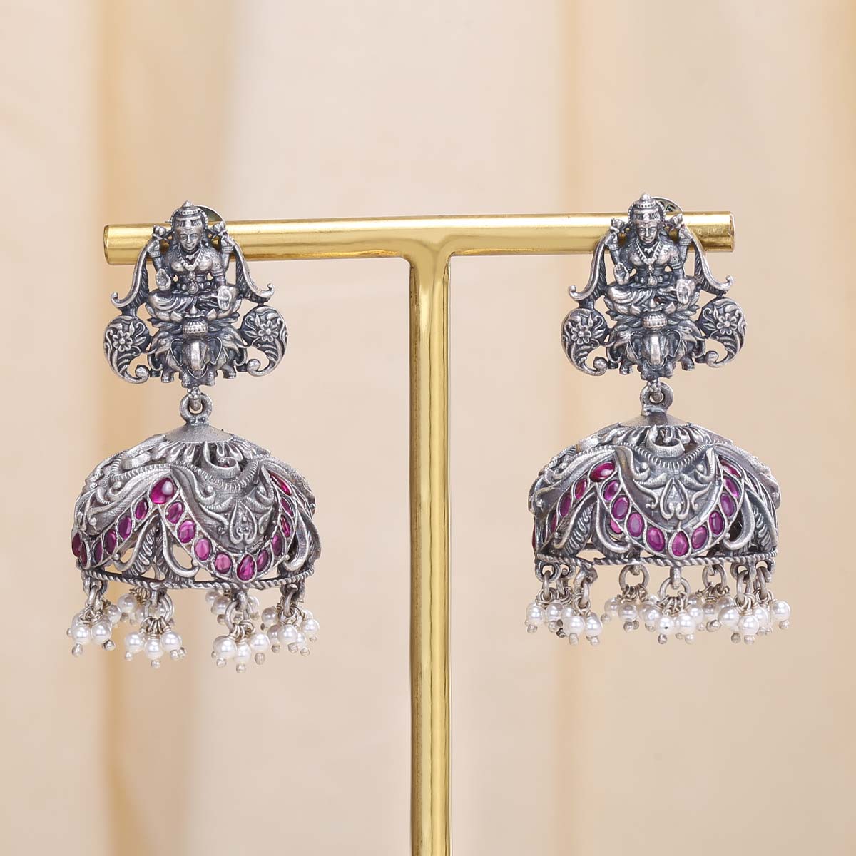 Buy Anika's Creations Gold Plated Oxidised Pearl Studed Ethnic Jhumka  Earring Online