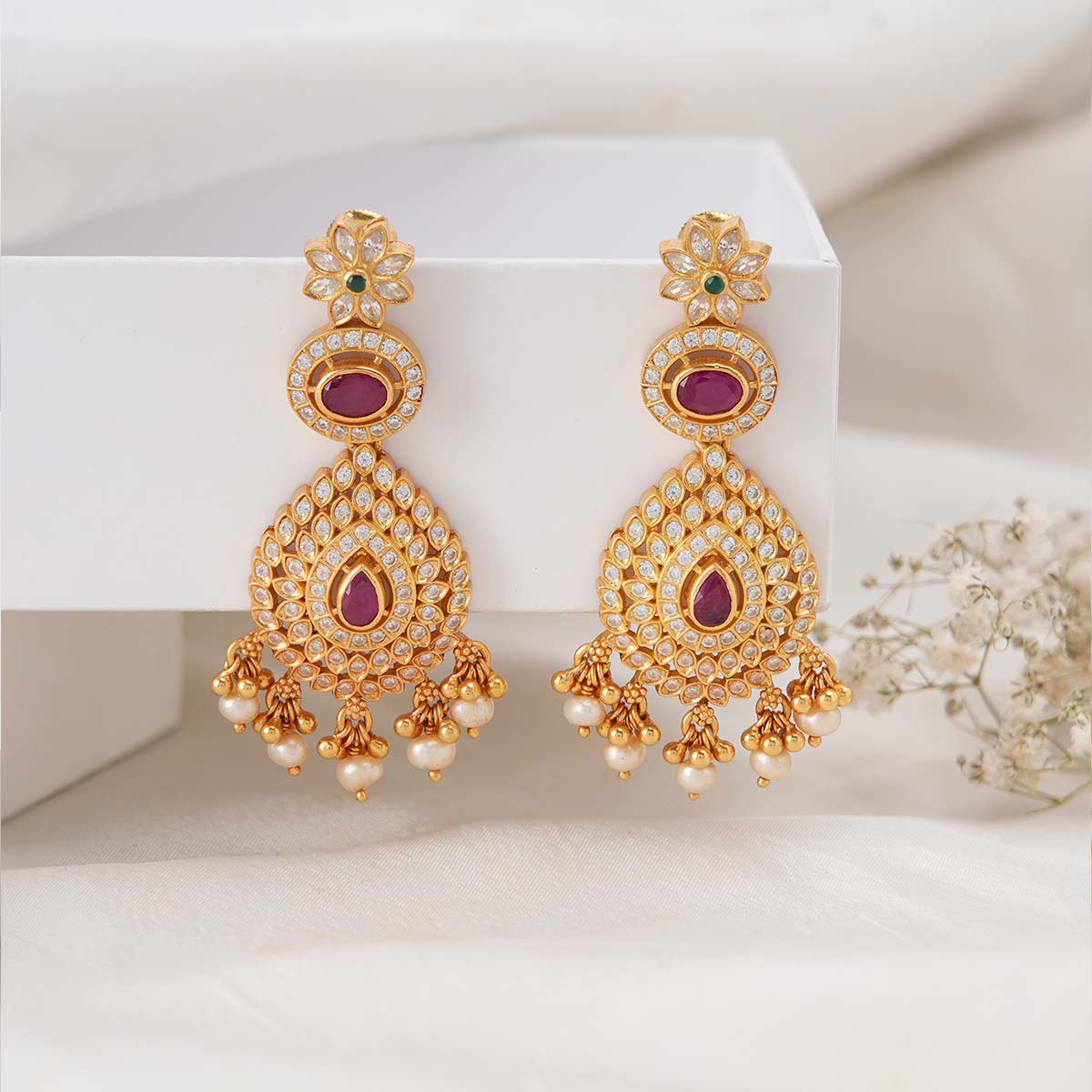 Amazon.com: Indian Jhumka Earrings for Women | Earring for Women with  Pushback Closure | Trendy Leaf Design | Pearl Drop & Stone-Studded | Gold  Plated | Bridal Earrings | Ethnic Earrings by