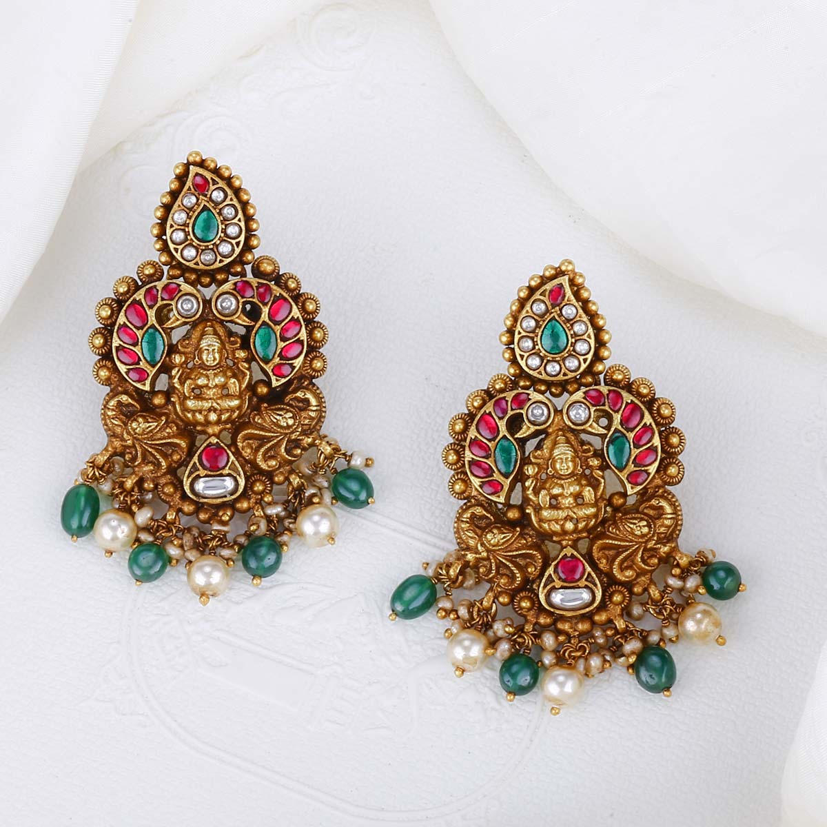 Gold Plated Silver Kundan Earrings | Gold Plated Stone Studs | Silver  Pearls Earrings – Tagged 