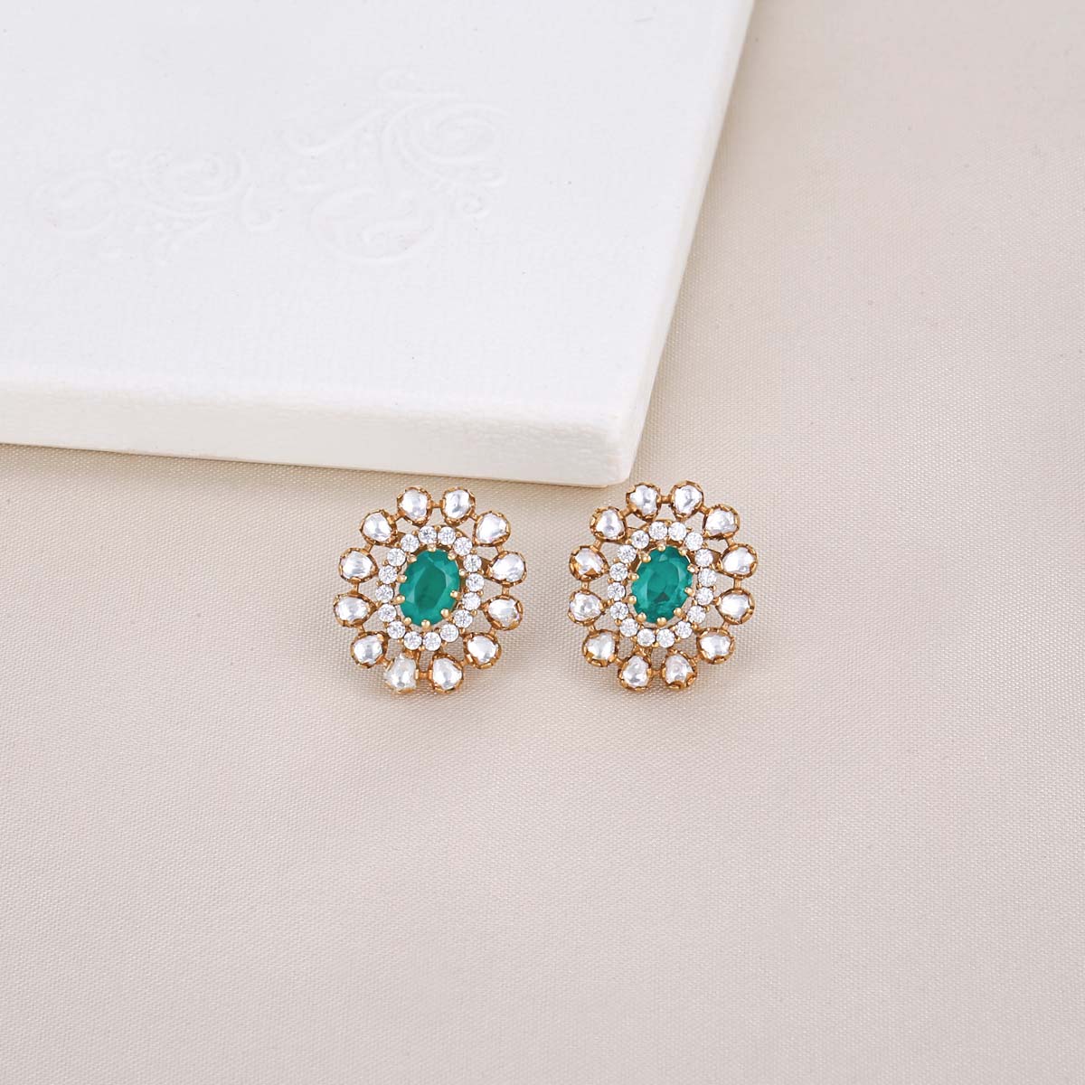 925 silver earrings - glittery zircon of deep red colour in mount, studs |  Jewelry Eshop