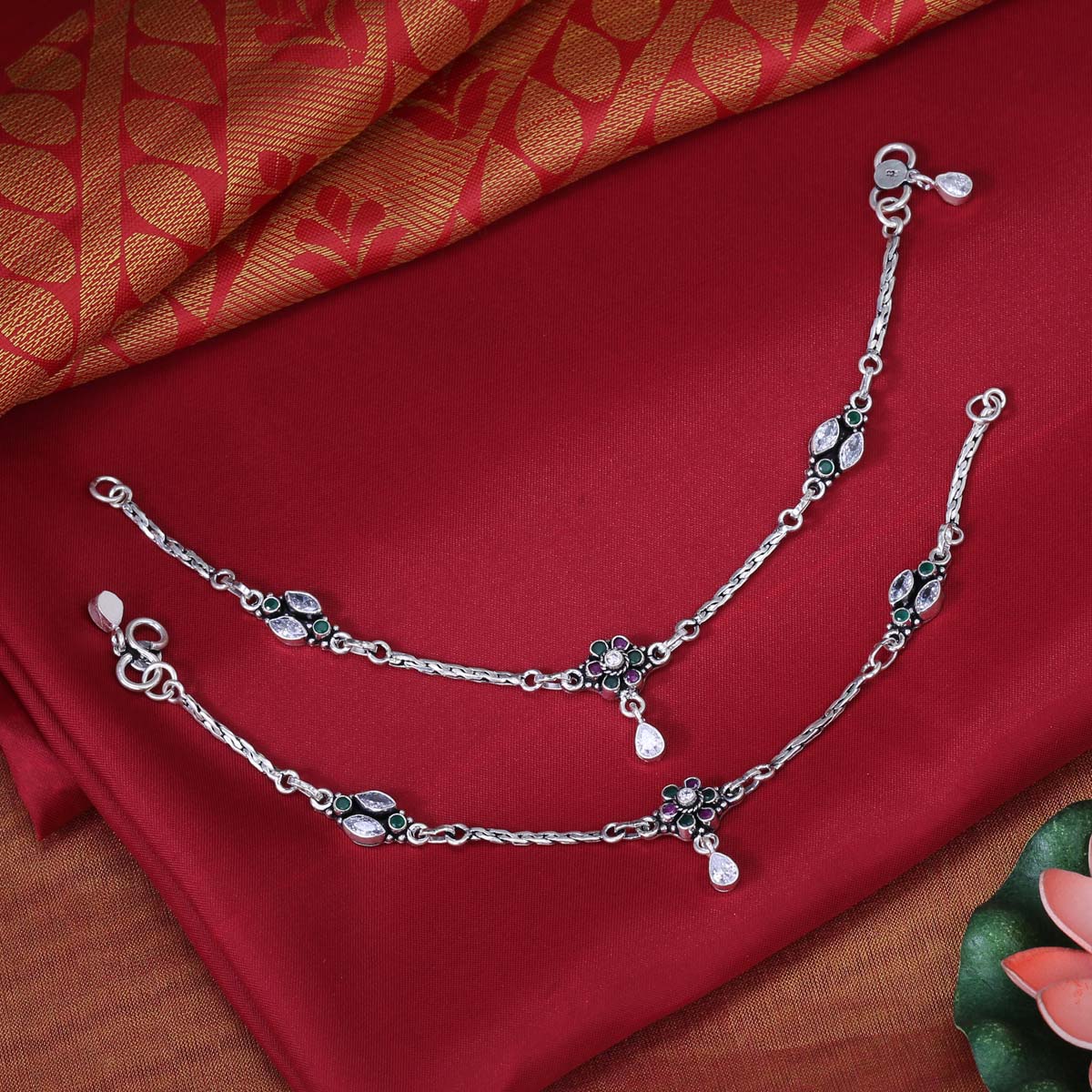 Oxidised silver deals anklets online